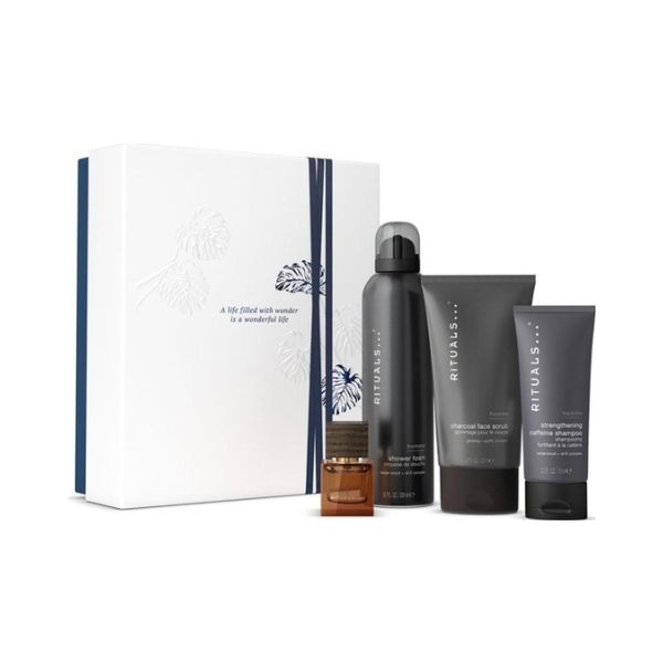 Rituals homme espuma de baño 4ml + exfoliante facial + champu caffeine