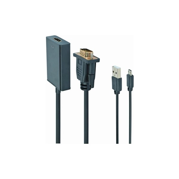 Gembird cable adaptador vga a hdmi, 0,15 m, negro