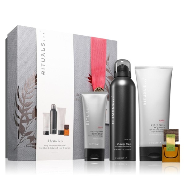 Rituals homme espuma de baño 200ml + sport locion corporal 75ml + body wash 200ml